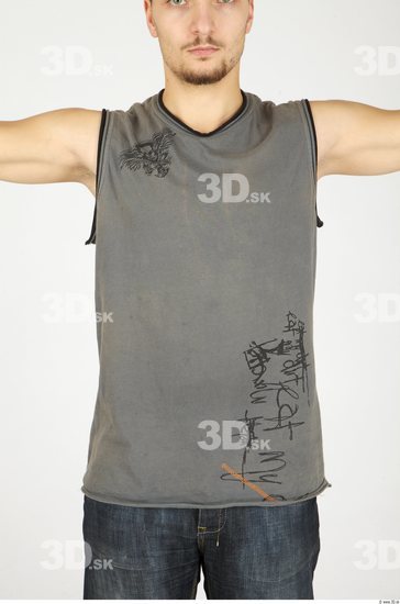 Upper Body Whole Body Man Casual Singlet Slim Studio photo references