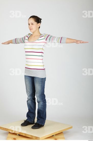 Whole Body Woman T poses Casual Slim Studio photo references