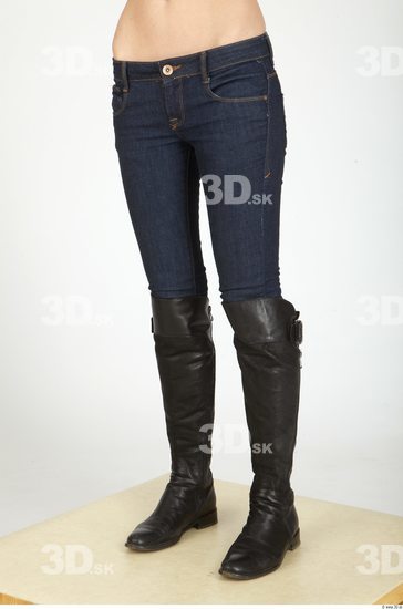 Leg Whole Body Woman Casual Jeans Underweight Studio photo references