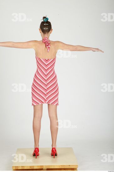 Whole Body Woman T poses Casual Dress Underweight Studio photo references