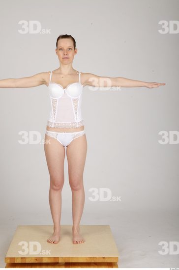 Whole Body Woman T poses Underwear Sports Slim Studio photo references