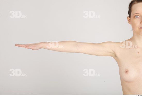 Arm Whole Body Woman Nude Sports Slim Studio photo references
