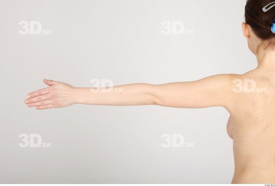 Arm Whole Body Woman Nude Sports Slim Studio photo references