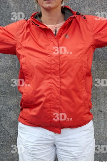 Upper Body Woman White Sports Windbreaker Slim