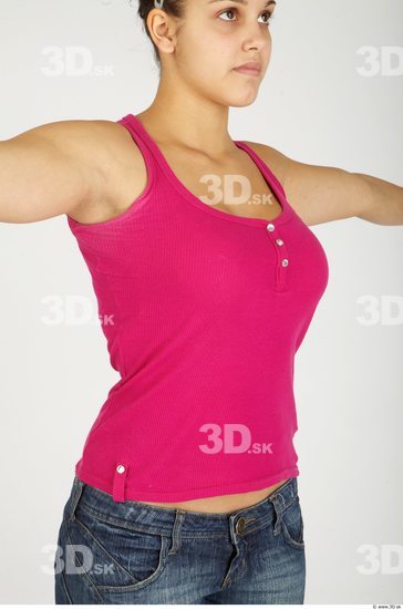 Upper Body Whole Body Woman Casual Singlet Average Studio photo references