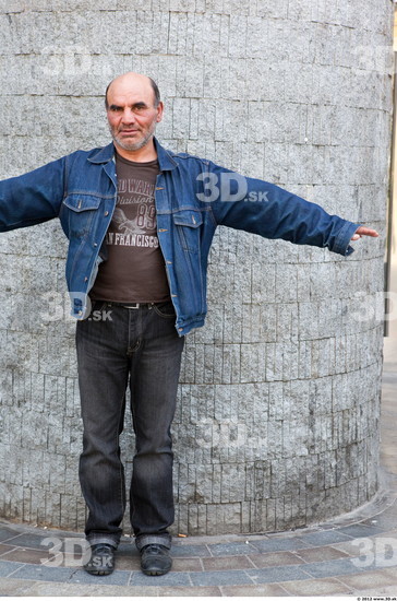 Whole Body Head Man T poses Casual Slim Average Bald Street photo references