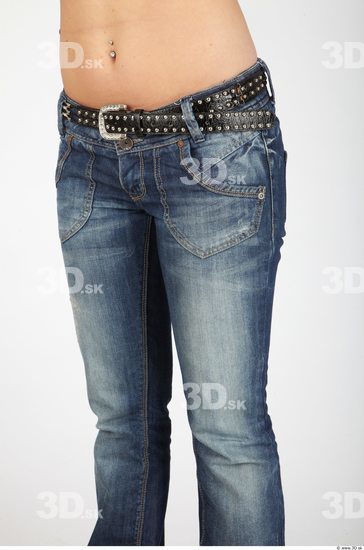 Thigh Whole Body Woman Casual Jeans Slim Studio photo references