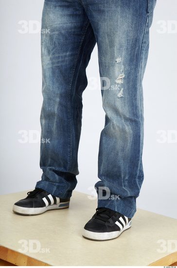 Calf Whole Body Man Casual Jeans Chubby Studio photo references