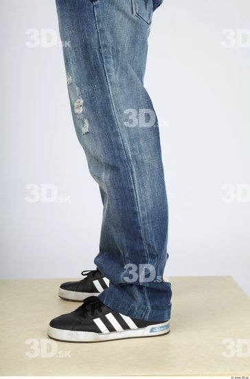 Calf Whole Body Man Casual Jeans Chubby Studio photo references