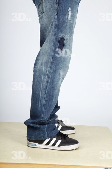 Calf Whole Body Man Casual Jeans Chubby Studio photo references