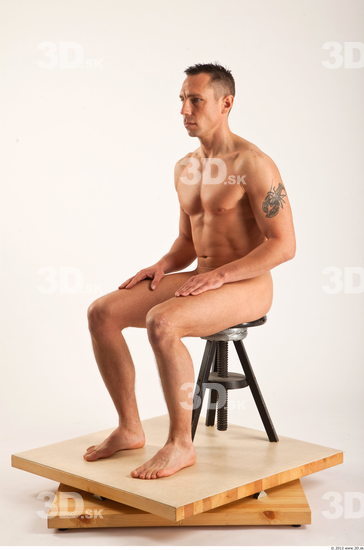 Whole Body Man Artistic poses White Tattoo Nude Athletic