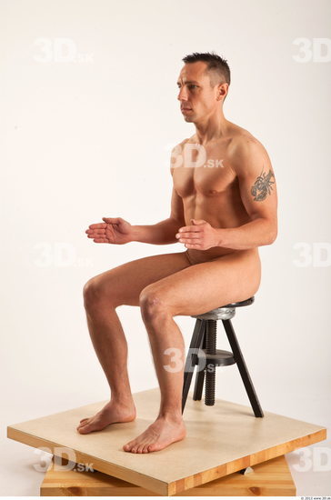 Whole Body Man Artistic poses White Tattoo Nude Athletic