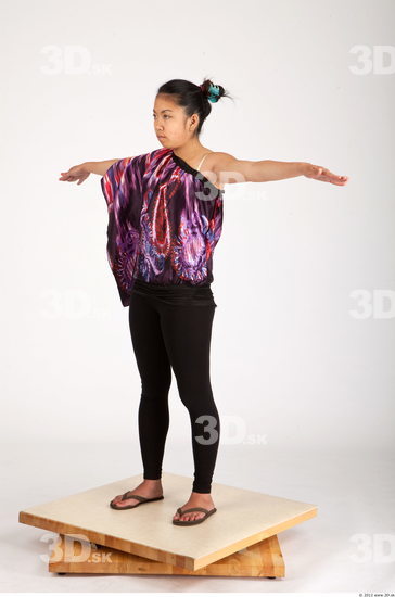 Whole Body Woman T poses Asian Casual Average Studio photo references