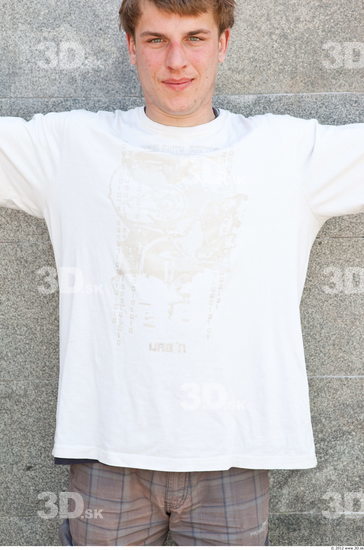 Upper Body Man White Casual T shirt Average