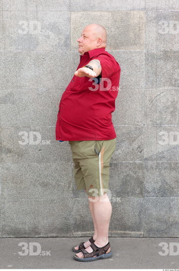 Whole Body Head Man T poses Casual Slim Overweight Bald Street photo references