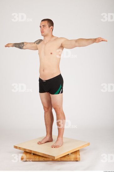 Whole Body Man Animation references T poses Tattoo Casual Underwear Pants Average Studio photo references