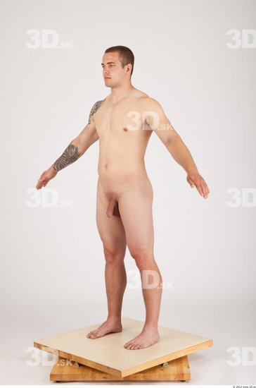 Whole Body Man Animation references Tattoo Nude Casual Average Studio photo references