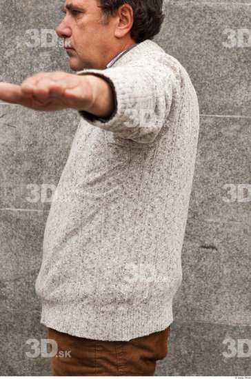 Upper Body Man White Casual Sweater Average