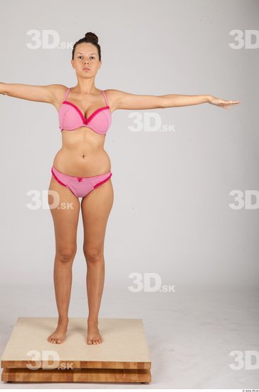 Whole Body Woman T poses Underwear Slim Studio photo references