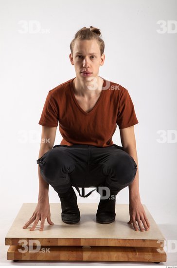 Whole Body Man White Casual Slim Studio photo references