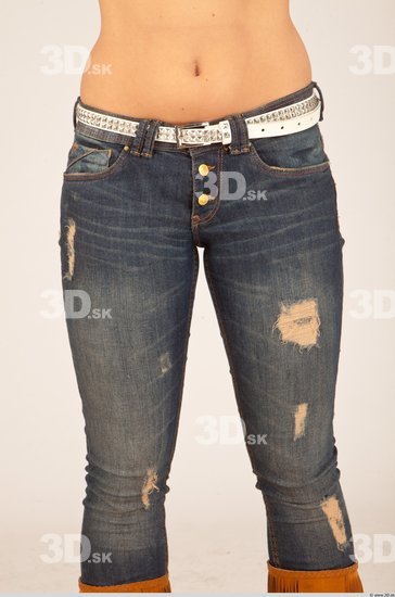 Thigh Whole Body Woman Casual Jeans Slim Studio photo references