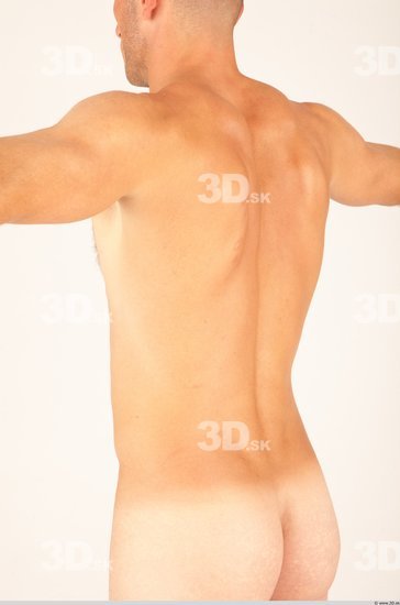 Whole Body Back Man Nude Casual Athletic Studio photo references