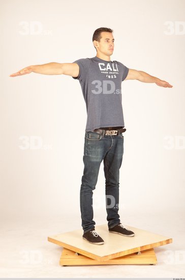 Whole Body Man T poses Casual Athletic Studio photo references