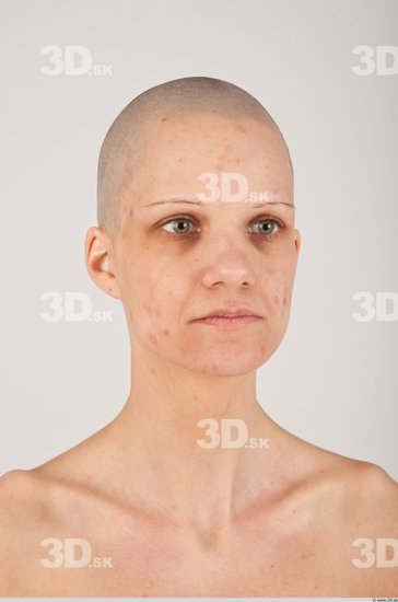 Whole Body Woman White Nude Slim Bald Female Studio Poses