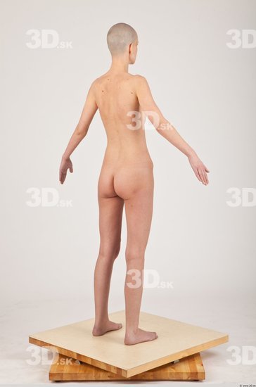 Whole Body Woman White Nude Slim Bald Female Studio Poses