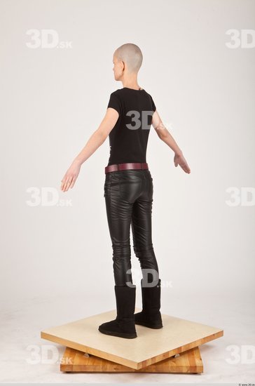 Whole Body Woman White Casual Slim Bald Female Studio Poses