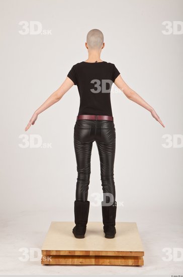 Whole Body Woman White Casual Slim Bald Female Studio Poses