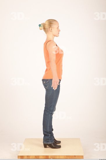 Whole Body Woman White Casual Slim Female Studio Poses