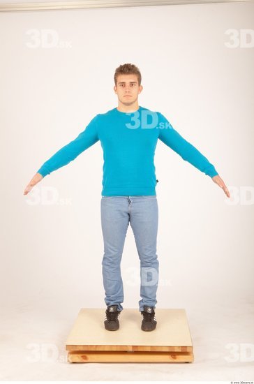 Whole Body Man White Casual Muscular Male Studio Poses