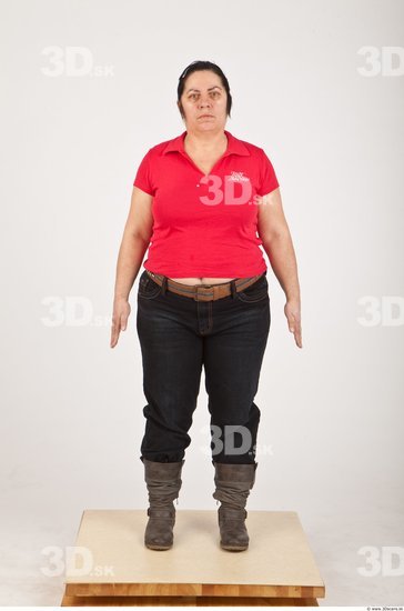 Whole Body Woman White Casual Overweight Wrinkles Female Studio Poses