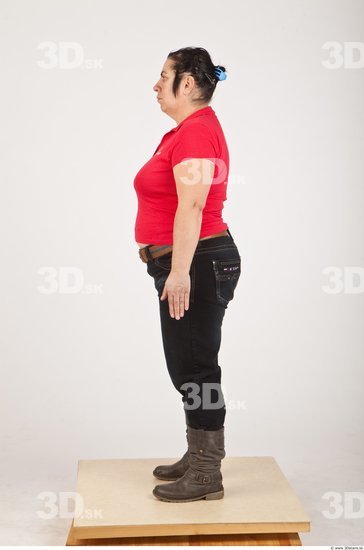 Whole Body Woman White Casual Overweight Wrinkles Female Studio Poses