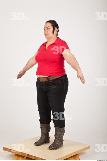 Whole Body Woman White Casual Overweight Wrinkles Female Studio Poses