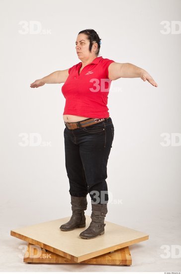 Whole Body Woman White Casual Overweight Wrinkles Female Studio Poses