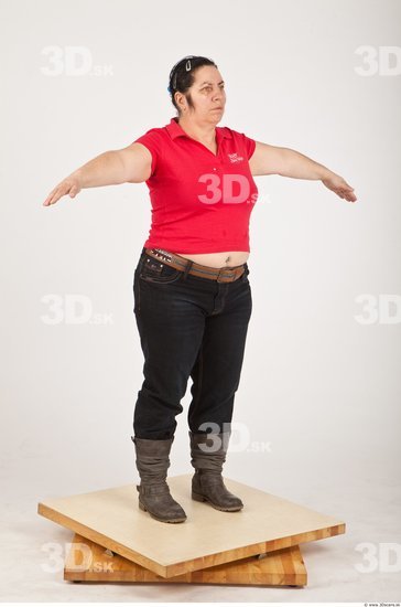 Whole Body Woman White Casual Overweight Wrinkles Female Studio Poses