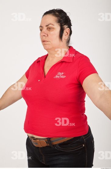 Whole Body Woman White Casual Overweight Wrinkles Female Studio Poses