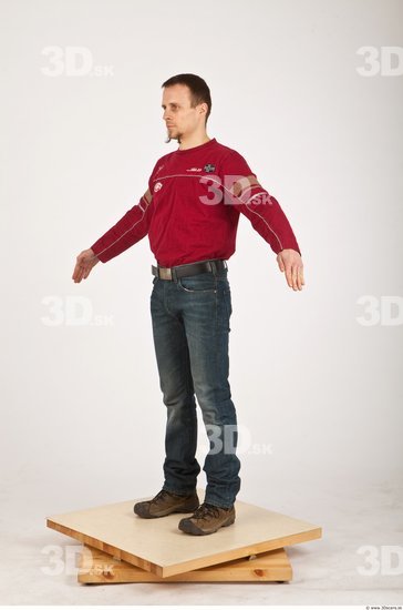 Whole Body Man White Casual Average Bearded Male Studio Poses