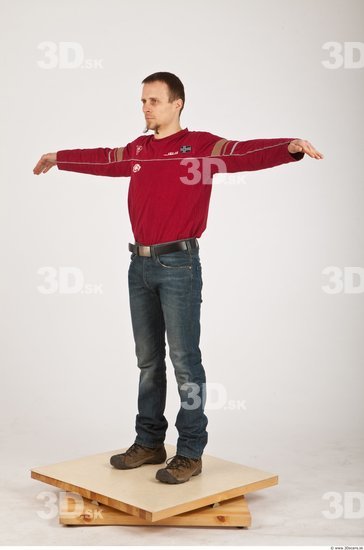 Whole Body Man White Casual Average Bearded Male Studio Poses