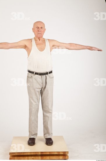 Whole Body Man White Casual Average Wrinkles Male Studio Poses