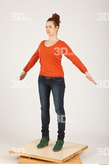 Whole Body Woman White Casual Slim Female Studio Poses