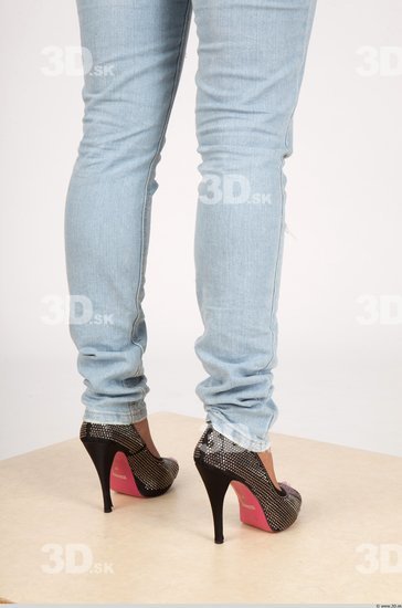 Calf Whole Body Woman Casual Jeans Slim Studio photo references