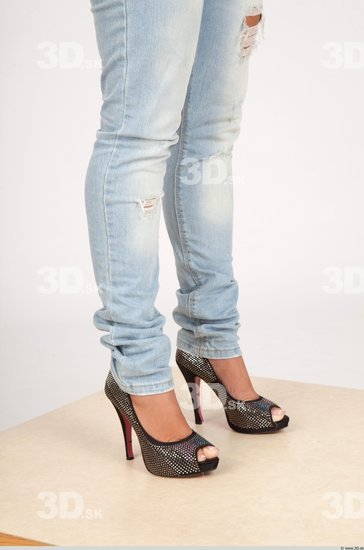 Calf Whole Body Woman Casual Jeans Slim Studio photo references