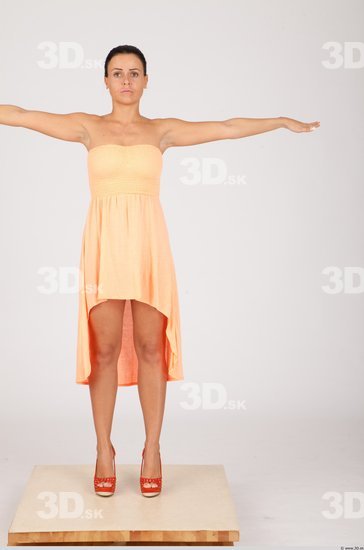 Whole Body Woman T poses Casual Formal Dress Slim Studio photo references