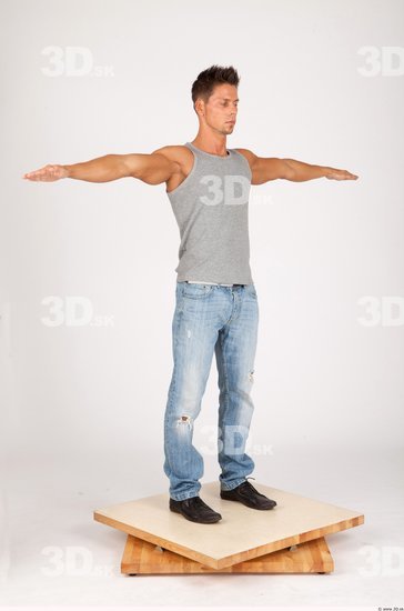 Whole Body Man T poses Casual Athletic Studio photo references