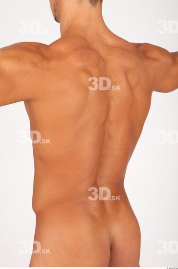 Whole Body Back Man Nude Casual Athletic Studio photo references