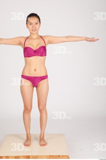 Whole Body Woman T poses Asian Casual Underwear Slim Studio photo references