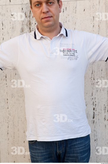 Upper Body Man White Casual T shirt Average